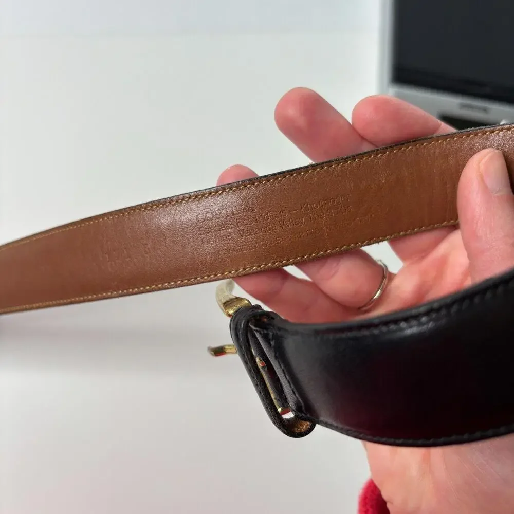 Trafalgar Handmade Black Leather Cortina Belt With Gold Buckle Mens Size 38 / 95